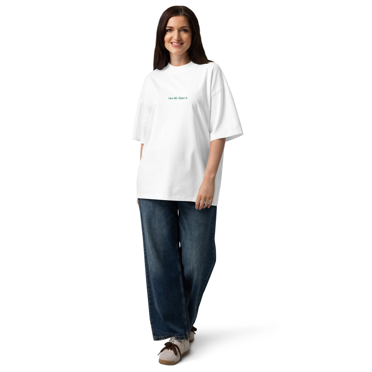 Bavarian Sons Damen Oversized T-Shirt in Weiss mit Slogan