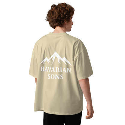 Bavarian Sons Herren Oversized T-Shirt in Mastic mit Bavarian-Sons-Design auf der Rückseite