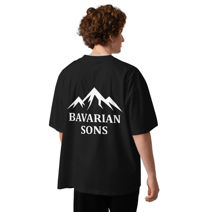 Bavarian Sons Herren Oversized T-Shirt in Schwarz mit Bavarian-Sons-Design auf der Rückseite