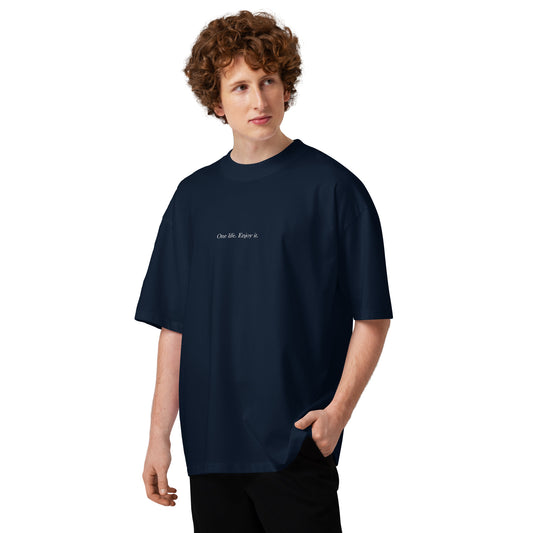 Bavarian Sons Herren Oversized T-Shirt in Dunkelblau mit Slogan