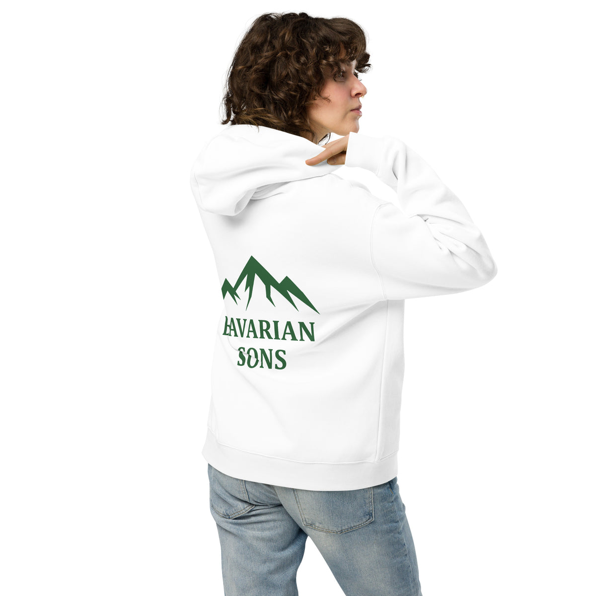 Bavarian Sons Damen Oversized Hoodie in Weiß mit Logo