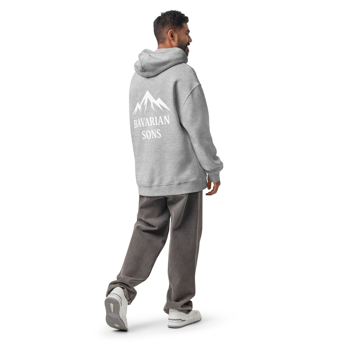 Bavarian Sons Herren Oversized Hoodie in Grau mit Logo