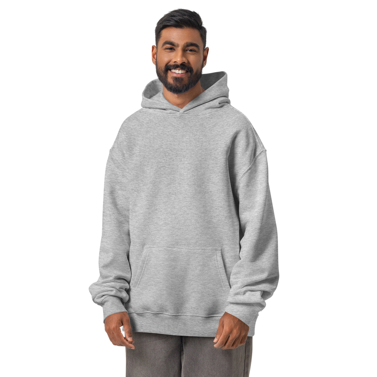 Bavarian Sons Herren Oversized Hoodie in Grau mit Bavarian-Sons-Slogan