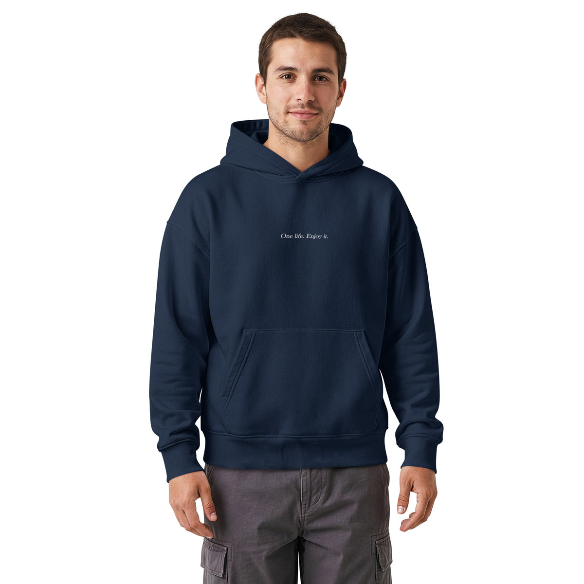 Bavarian Sons Herren Oversized Hoodie in Navy mit Bavarian-Sons-Slogan