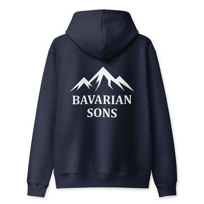 Bavarian Sons Unisex Full-Zip-Hoodie in Dunkelblau mit Logo
