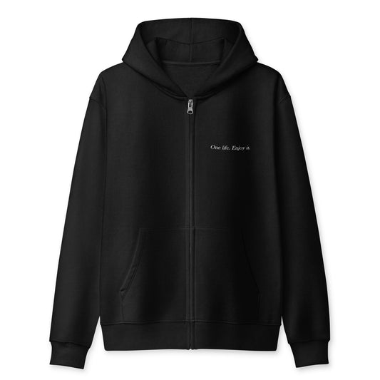 Bavarian Sons Unisex Full-Zip-Hoodie in Schwarz mit Bavarian-Sons-Slogan